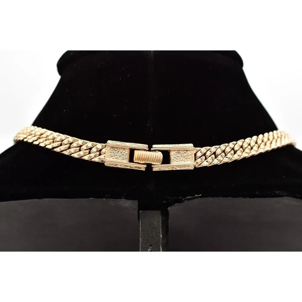 Park Lane Vintage Collar Necklace Chain Brushed Gold Heavy Chunky Signed BinA17